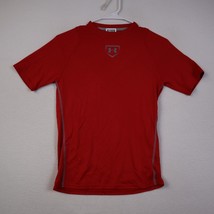 UNDER ARMOUR TSHIRT YOUTH LARGE RED FITTED HEAT GEAR CASUAL OUTDOORS BOYS - $10.87