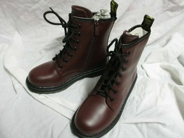 Dream Pair Fight-1K Girls Leather Lace Up Heeled Boots 7&quot;Tall Size(3) C-Burgundy - £32.04 GBP