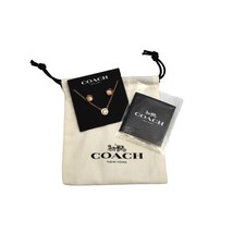 Coach Rose Gold Tone Necklace Flower Earring Set With Gift Pouch - £39.94 GBP