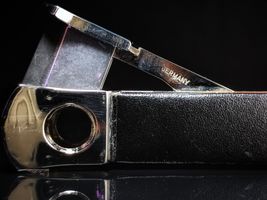 Donatus Black Smooth Leather  V-Cut cigar cutter and box opener NIB image 2