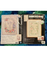 Dimensions Counted Cross Stitch 2 Kits Hearts Floral Wedding Record 3122... - $46.91 CAD