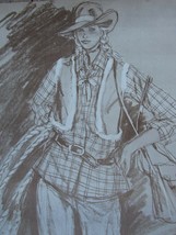 Vintage 1980s Fashion Illustration Poster Paltzik 47231 Western Cowgirl - £39.56 GBP
