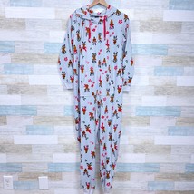 Free Press Christmas Reindeer Fleece Hooded Pajama Union Suit Gray Women... - $19.79