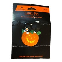 Vintage Hallmark Halloween Black Cat on Jack-O-Lantern Pumpkin Lapel Pin *New - £7.51 GBP