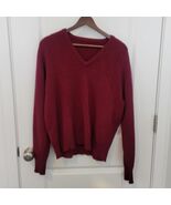 VTG Wool Sweater Unisex Men&#39;s M Burgundy V Neck Made in England Wool Pul... - $341.73 MXN