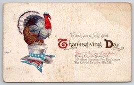 Thanksgiving Greetings Patriotic Turkey On Uncle Sam&#39;s Hat Postcard K28 - £3.88 GBP
