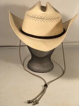 Stetson Ranch Natural Cattleman 100X Straw Cowboy Hat 7 3/8 Made In USA - $197.99