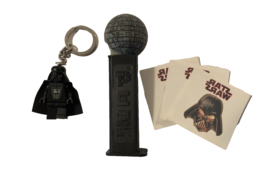 Star Wars Death Star Pez w/ Darth Vader Temp Tattoos &amp; (3) Lego Mini Keychain - £14.52 GBP