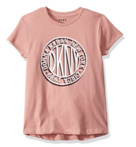 DKNY Girls&#39; Little Short Sleeve Glitter Token Blush Tee Size 2T - £5.56 GBP