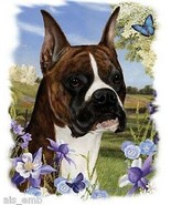 Brindle Boxer Dog Floral HEAT PRESS TRANSFER for T Shirt Sweatshirt Fabr... - £5.15 GBP