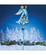 Solar Lighted Christmas Angel Snowflake Wind Spinner Stake Outdoor Yard ... - £16.66 GBP