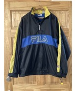 Vintage Fila Spellout Windbreaker Jacket Anorak Mens Medium Black 1/4 Zi... - £24.82 GBP