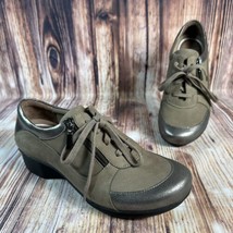 Dansko LORETTA Size 40 US 9.5-10 Brown Leather Side Zip Wedge Heel Shoes... - $42.74