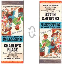 Vintage Matchbook Cover Charlie&#39;s Place Bar Gladwin MI hillbilly 1950s Superior - £7.72 GBP