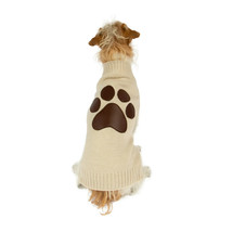House of Barker Knit/Paw Applique Dog Sweater - Tan (L /21&quot;-24&quot; Chest Gi... - $253.41 MXN