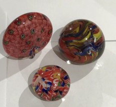 Three Beautiful  Art Glass Paperweight  One Peacock - £55.14 GBP