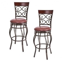 Swivel Bar Stools Set of 2 Counter Height Stool Leather Padded Seat 360 Degree - £146.77 GBP