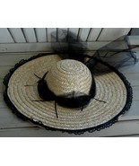 Pretty, Festive Looking Hand Decorated Ladies Straw Hat, VERY GOOD CONDI... - £15.56 GBP