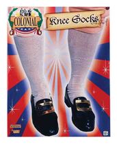 WHITE COLONIAL KNEE SOCKS COLONIAL SOCKS PIRATE PILGRIM RENAISSANCE REEN... - $12.75