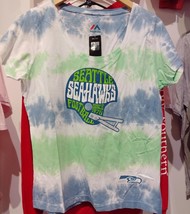 SEATTLE SEAHAWKS Women&#39;s Scoop neck Tie Dye Swirl T Shirt - $42.42 CAD