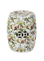 Multi Color Porcelain Floral Motif Garden Stool 18&quot; - £230.19 GBP