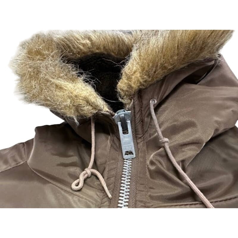 60s-70s VTG Mens K Mart Nylon Parka Snorkle Coat Brown Fur Lined Hood Sz XL Item image 4