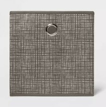 Room Essentials™ ~ 11&quot; Storage Bin ~ Polyester Cube ~ Gray ~ Cross Hatch Pattern - £17.93 GBP