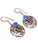 Blue Onyx Gemstone 925 Silver Overlay Handmade Butterfly Drop Dangle Ear... - £7.85 GBP