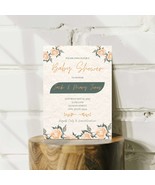 Peach &amp; Green Floral Baby Shower Invite - $9.99