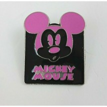 2012 Disney Pink Mickey Mouse Head On A Black Square Trading Pin - $8.72