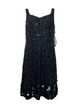 adrianna papell black beaded sleeveless shift dress Size 4 - £64.92 GBP