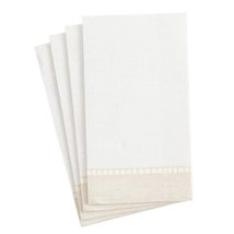 Caspari Linen Border Paper Linen Guest Towel Napkins in Natural, Four Packs of 1 - £25.04 GBP