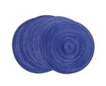 Four (4) COOLMADE ~ 15&quot; Round ~ BLUE ~ Braided/Woven ~ Textured Placemats - £23.39 GBP