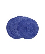 Four (4) COOLMADE ~ 15&quot; Round ~ BLUE ~ Braided/Woven ~ Textured Placemats - £23.57 GBP