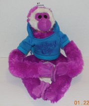 Wild Republic Hanging Plush Monkey Purple with Blue Rainforest Cafe Hoodie RARE - $49.91