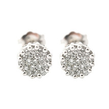 1/2CT Womens Diamond Flower Stud Earrings Round Cut 14K White Solid Gold H-I SI1 - £317.69 GBP