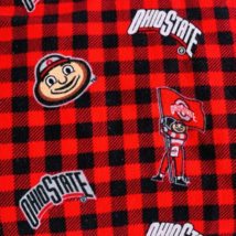 Ohio State Buckeye Cotton Fabric Red Buffalo Plaid Flannel Brutus NCAA ~ By Yard - £10.03 GBP