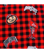 Ohio State Buckeye Cotton Fabric Red Buffalo Plaid Flannel Brutus NCAA ~... - £10.03 GBP