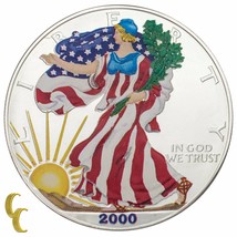 2000 Painted Walking Liberty Silver 1oz American Eagle w/ Box &amp; CoA Uncirculated - £46.44 GBP