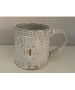 Anthropologie  Mitten Coffee Mug Initial Letter &quot;M&quot; Monogram Beige Gold ... - $24.13 CAD