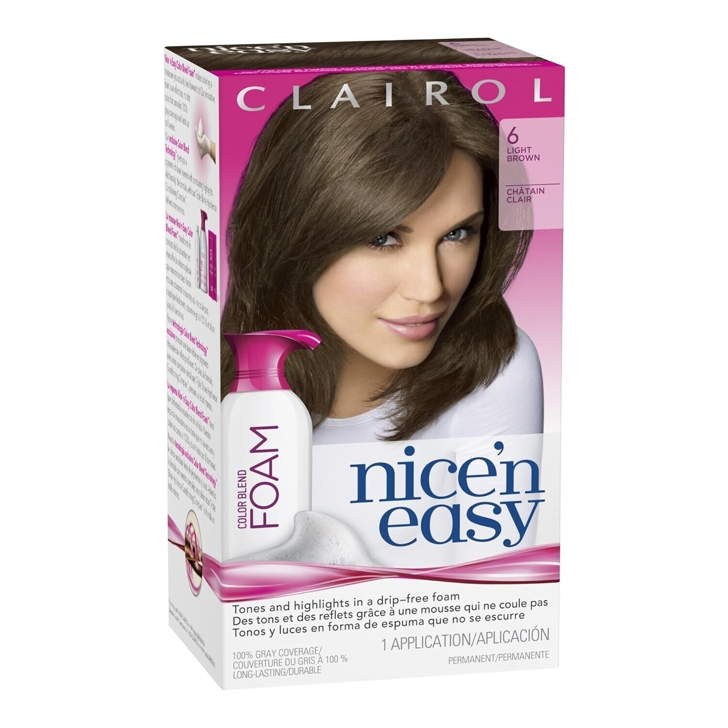 Clairol Nice 'n Easy Color Blend Foam, 6 - Light Brown
