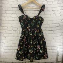 Say What Sun Dress Womens Sz L Black Floral Print Spaghetti Straps NWT - $19.79