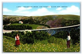 Two Medicine Bridge Glacier National Park Montana MT UNP Linen Postcard S12 - £4.09 GBP