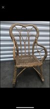 Vintage Child&#39;s Rattan Bamboo Bentwood wicker caned Butterfly rocking chair - £59.35 GBP