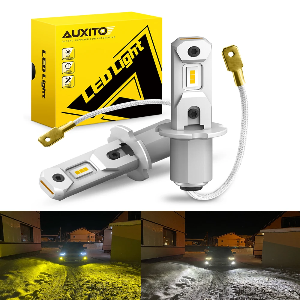 AUXITO 2Pcs H3 LED Bulb Fog Lamp Canbus Yellow 3000K 6500K White Headlight Car F - £132.36 GBP