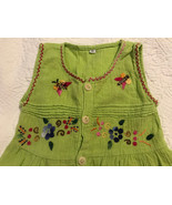 Boho Infants Sz. 0 (6-12 M?) Dragonfly Florals Embroidered Lime Dress Bt... - $20.09 CAD