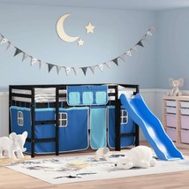 Kids&#39; Loft Bed with Curtains Blue 80x200 cm Solid Wood Pine - £186.54 GBP