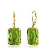 Women 925 Silver Earrings Gold Peridot Green Gemstone Drop Long Hanging ... - £36.89 GBP
