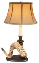 Sculpture Table Lamp Ram Horn Left Facing Hand Painted OK Casting Linen - £437.83 GBP