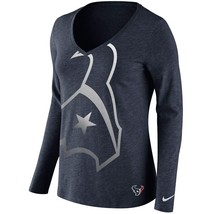 Nike Women&#39;s Houston Texans Logo Wrap V-Neck Long Sleeve T-Shirt, Navy, Medium - £19.46 GBP